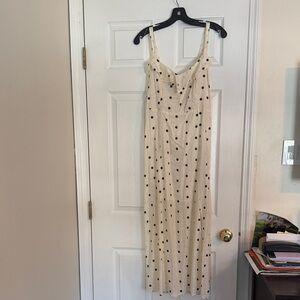 Old Navy Cream and Black Polka Dot Midi Dress